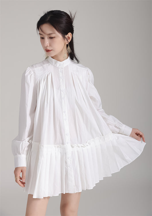 Vestido Camisero Plisado Manga Larga Diseño Exclusivo - Image 18
