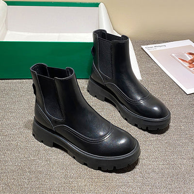 Botas Cortas Martin Estilo Británico con Elástico Lateral para Mujer - Image 3