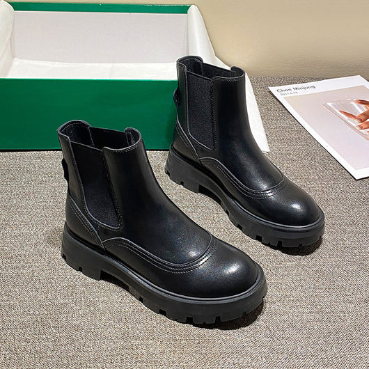 Botas Cortas Martin Estilo Británico con Elástico Lateral para Mujer - Image 3