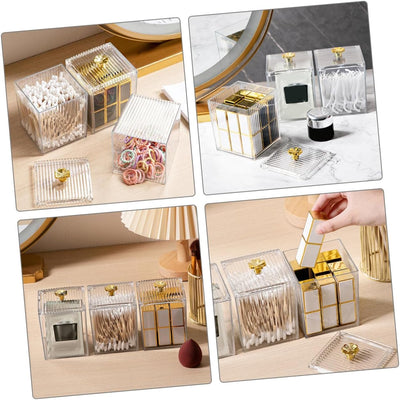 Organizador de Algodones con Tapa - Caja de Almacenamiento Acrílico para Escritorio - Image 8