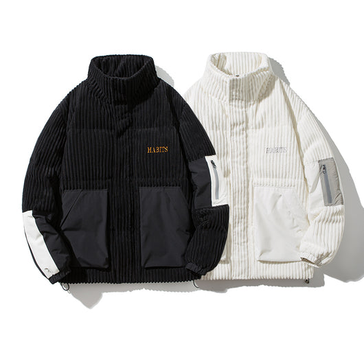 Chaqueta de Invierno Corduroy con Cuello Alto - Abrigo Suelto y Cálido para Hombre - Image 9