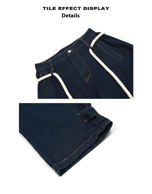 Jeans Negros Lavados Rectos Ancho con Costuras Blancas - Image 10