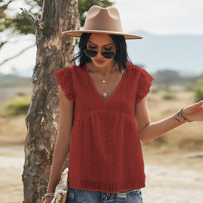 Blusa de Algodón con Mangas Volantes Bordadas - Image 4