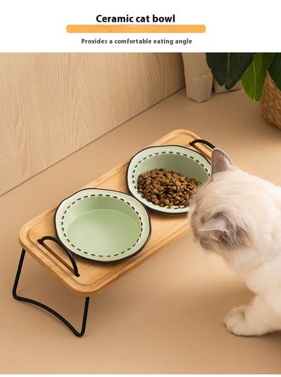 Comedero Felino de Madera con Tazón de Cerámica Antivuelco - Image 17