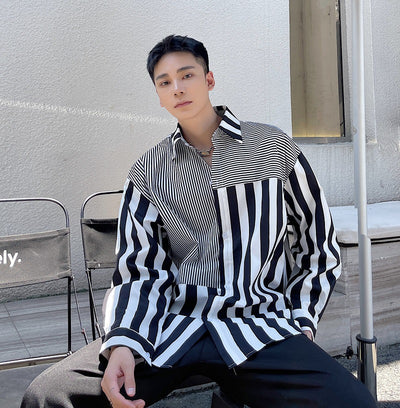 Camisa Casual de Rayas con Detalles en Contraste - Elegancia Moderna para Hombre - Image 7