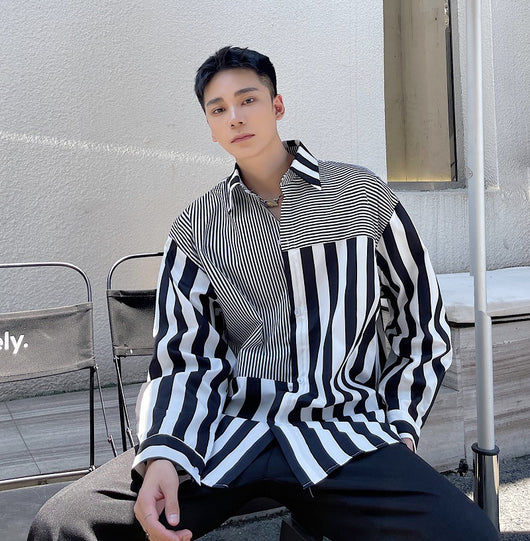 Camisa Casual de Rayas con Detalles en Contraste - Elegancia Moderna para Hombre - Image 7