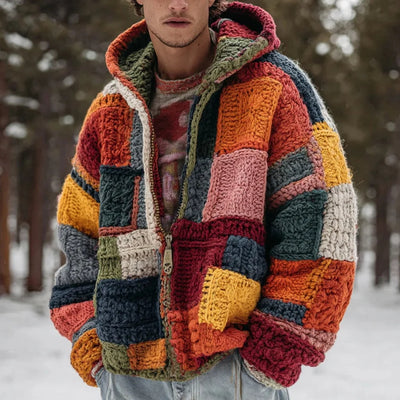 Chamarra Hoodie Digital con Estampado Cuadros para Hombre - Image 3