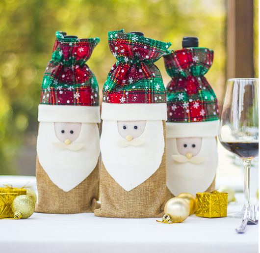 Bolsa Decorativa para Botella de Vino Navideña Roja - Image 12