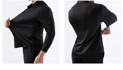 Camisa Elástica sin Costuras para Hombre Talla Grande - Manga Larga Antirruga - Image 22