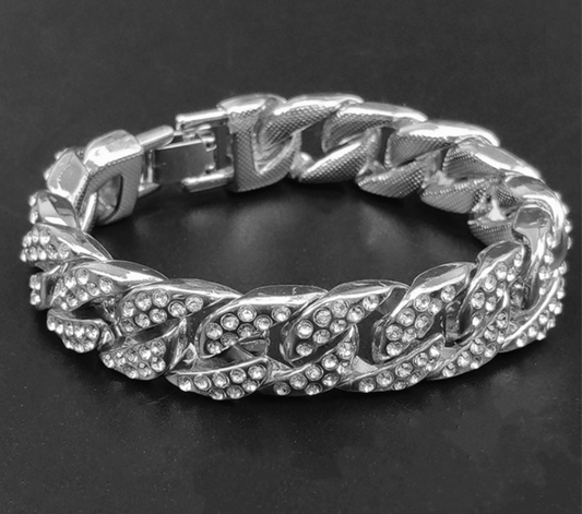 Pulsera Cubana para Hombre con Incrustaciones de Lujo