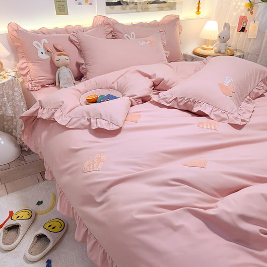 Juego de Cama Infantil 4 Piezas Estilo Princesa con Corazones - Image 14