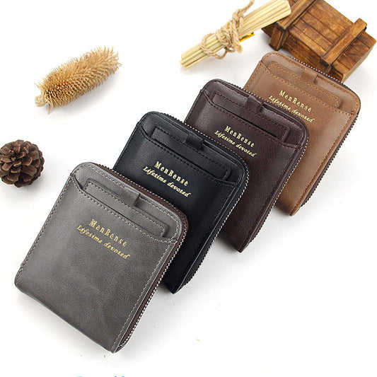 Billetera Compacta para Hombre con Múltiples Compartimentos y Cierre de Cremallera