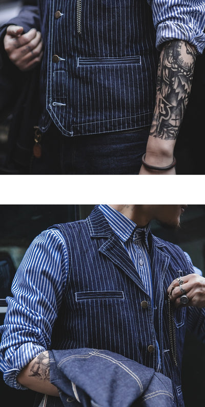Chaleco Denim Rayado Oversized para Otoño e Invierno - Image 12
