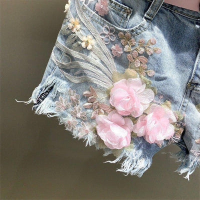 Shorts de Mezclilla Rectos con Bordados y Perlas para Mujer - Image 13