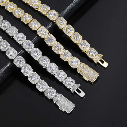 Cadena Hip Hop Cuadrada de Piedra de Caramelo - Collar y Pulsera - Image 78