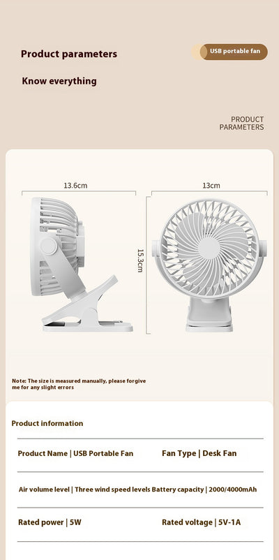 Ventilador Portátil USB Silencioso con Carga - Ideal para Estudiantes y Oficina - Image 10