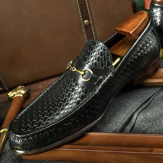 Mocasines de Cuero Tejido para Hombre - Zapatos Business Casual - Image 6