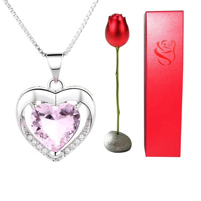 Collar Corazón de Cristal Bicolor con Rosa - Regalo Romántico para Ella - Image 19