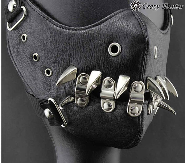 Máscara de Cuero para Motociclista Media Cara Skull Negro