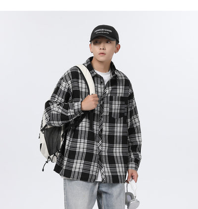 Camisa Casual Retro Cuadros para Hombre - Corte Holgado Primavera Otoño - Image 13