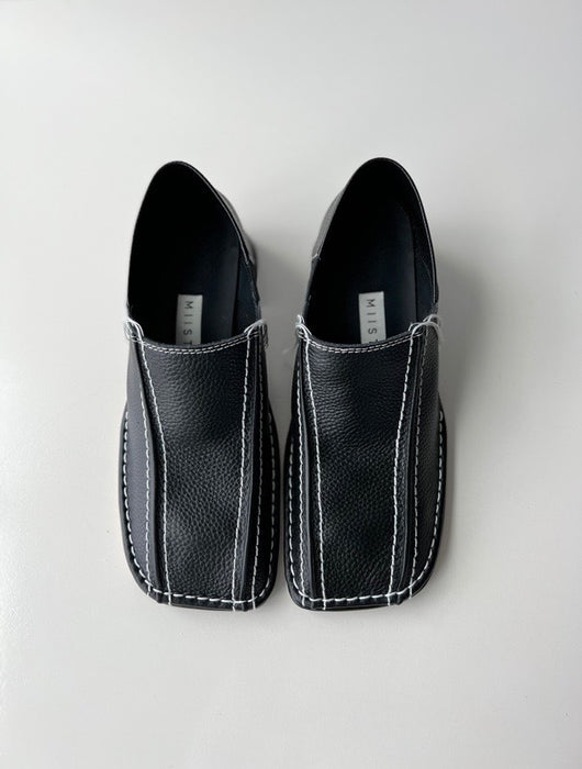 Zapato Retro Cuadrado Mujer Cuero Genuino Tacón Medio Grueso - Image 17