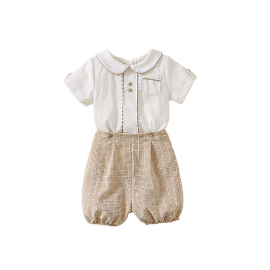 Conjunto Infantil Elegante: Camisa a Cuadros y Shorts - Image 2