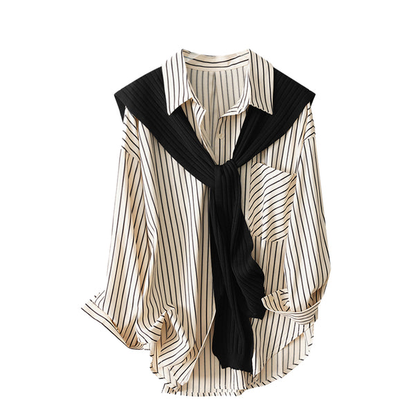 Camisa Chal Francesa Oversize para Mujer