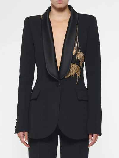 Traje Dos Piezas con Pantalón Acampanado y Detalles de Cuentas - Image 8