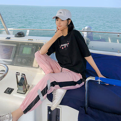 Conjunto Deportivo Casual Mujer Verano Estilo Coreano - Blusa Manga Corta y Pantalón Suelto Reductor - Image 5
