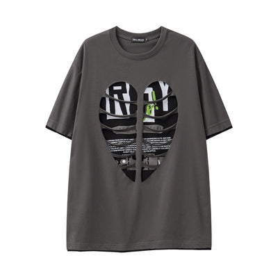 Camiseta Suelta con Detalles Rasgados y Costuras Decorativas - Image 2