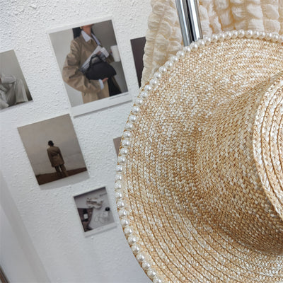 Sombrero de Paja Artesanal con Perlas para Mujer - Image 9
