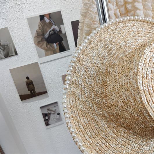 Sombrero de Paja Artesanal con Perlas para Mujer - Image 9