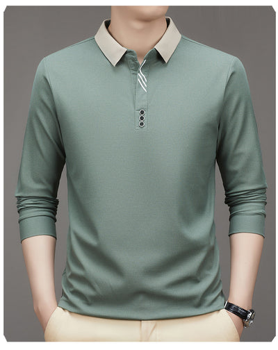 Polo Ejecutivo Otoño Hombre - Camisa Básica Cuello Solapa Color Sólido - Image 15