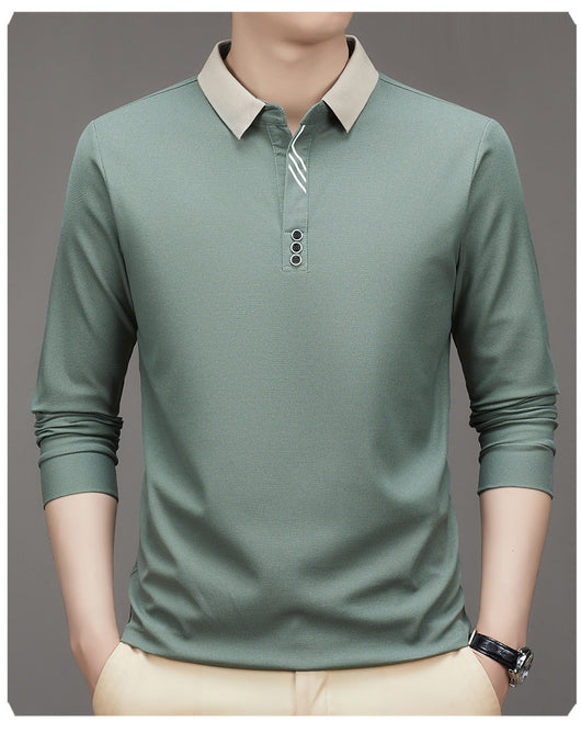 Polo Ejecutivo Otoño Hombre - Camisa Básica Cuello Solapa Color Sólido - Image 15