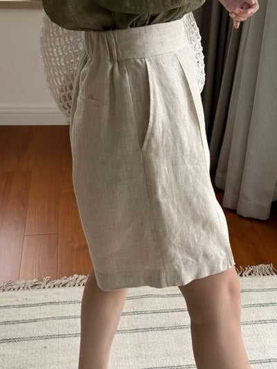 Pantalones Cropped Casual de Lino Tencel Texturado con Cierre Oblicuo - Image 21