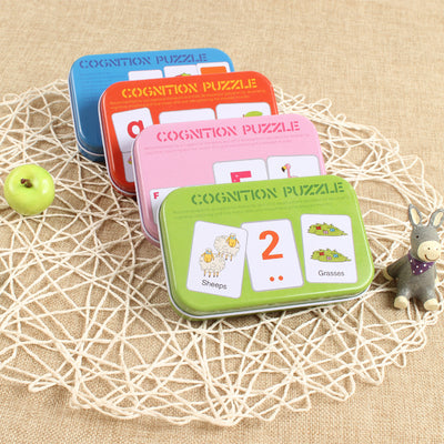 Tarjetas de Lectura Cognitiva Infantil en Caja de Metal - Puzzle Educativo