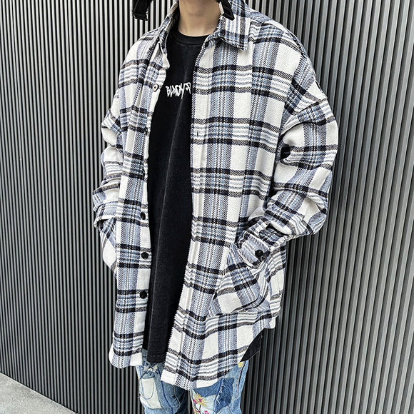 Chaqueta Camisa Suelta con Frente Corto y Aberturas Laterales