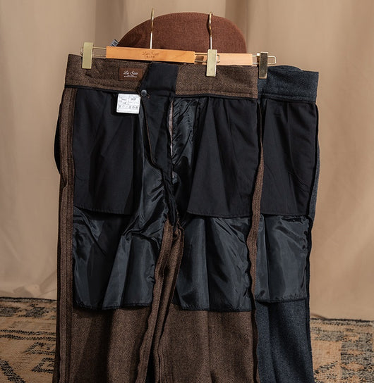 Pantalón Tweed Clásico Británico Cintura Alta Corte Recto Patrón Espiga - Image 4