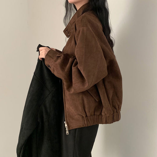 Abrigo Retro de Ante Cálido con Doble Cierre - Perfecto para Otoño Invierno - Image 36