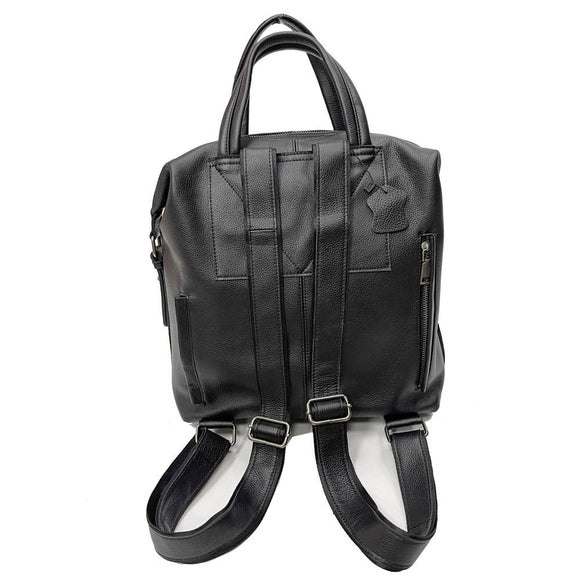 Mochila Negra de Cuero Universal Shiralee - Diseño Minimalista