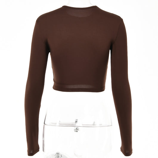 Blusa Ajustada de Cuello Redondo y Manga Larga - Image 18