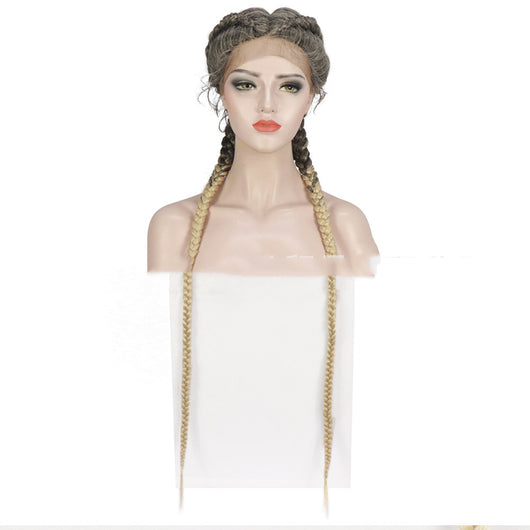 Peluca con Diadema de Dos Trenzas y Encaje Frontal - Image 6