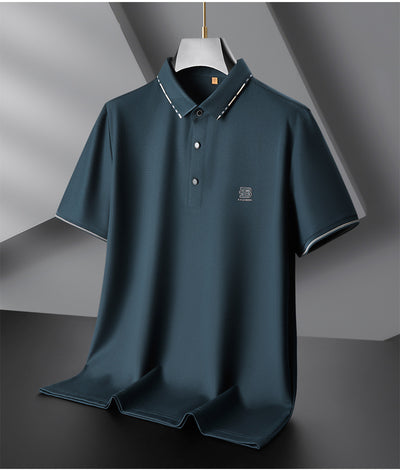 Polo Oversize de Seda Helada para Hombre - Manga Corta con Solapa Relajada - Image 10