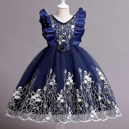 Vestido Princesa Niña con Flores Bordadas - Image 22