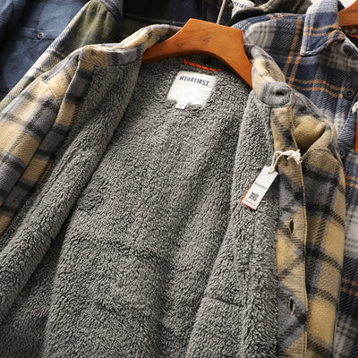 Abrigo Acolchado de Lana Escocesa con Forro Polar para Otoño e Invierno - Image 22