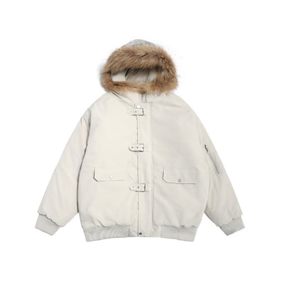 Abrigo de Invierno para Hombre con Cuello de Piel y Cierre de Metal - Image 5