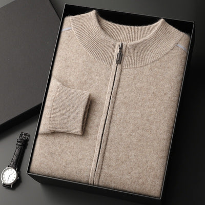 Suéter de Cachemira para Hombre Grueso Cuello Alto Cremallera - Image 7
