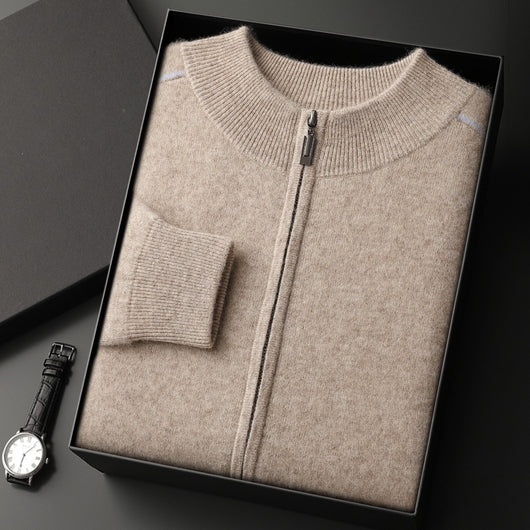 Suéter de Cachemira para Hombre Grueso Cuello Alto Cremallera - Image 7