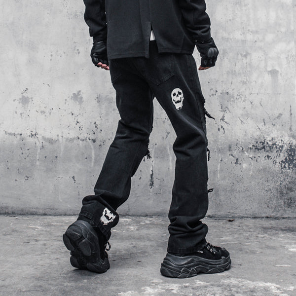 Jeans Rotos Calavera y Espadas para Hombre