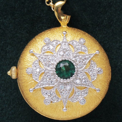Collar Colgante Copo de Nieve en Plata 925 y Oro Verde con Portafoto - Image 9